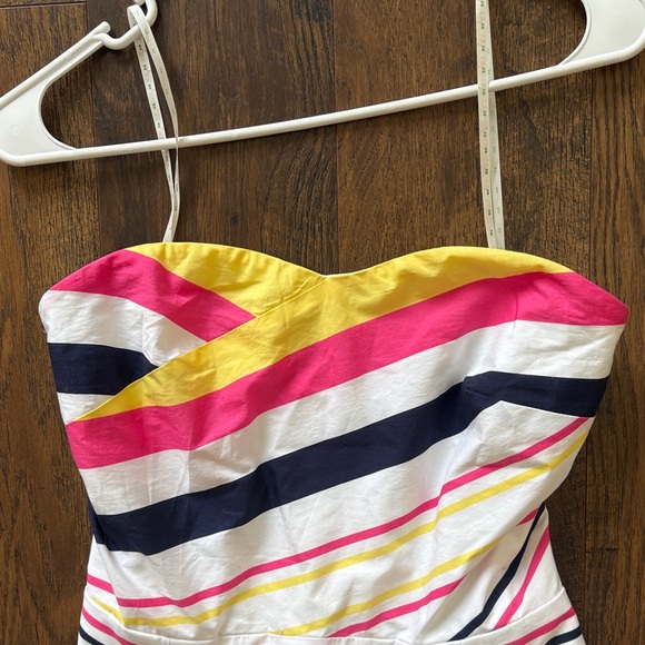 Lilly Pulitzer Strapless Dress in Pink, Yellow, and Navy Stripes - Picture 3 of 5
